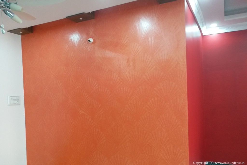 Orange Wall Texture Designs Seashell Red Earth Texture Painting for Living Room
