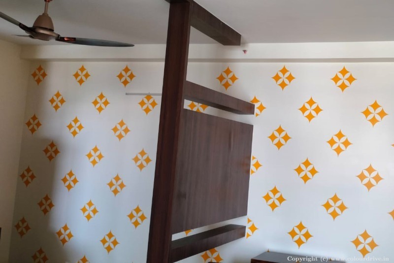 Best Wall Stencil Designs Golden Leaf Flower Stencil Painting for Living Room